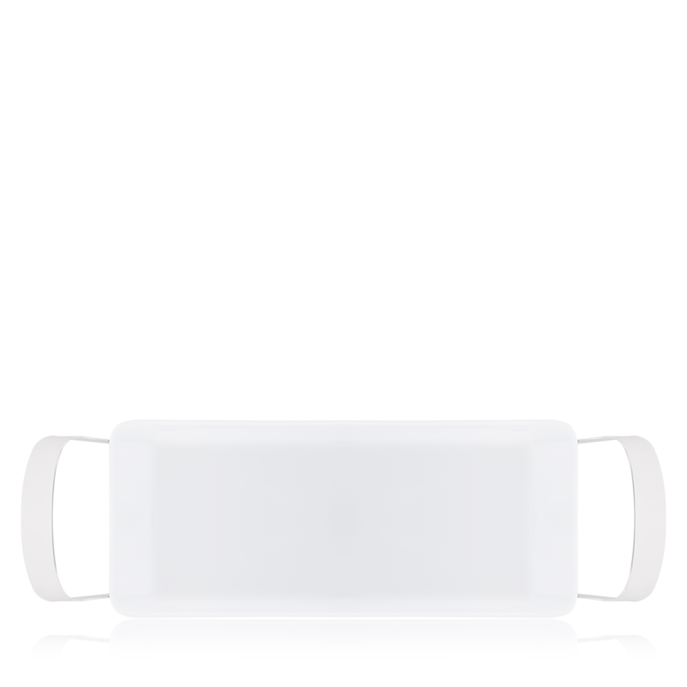 Rectangular Porcelain White Dish With Holder - Large