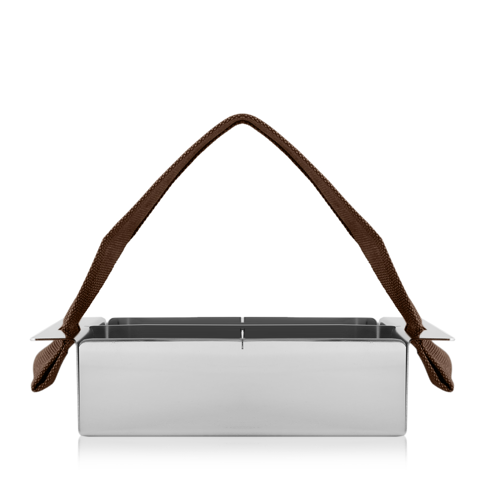 حامل أكياس الشاي ستانلس ستيل بمقبض بني