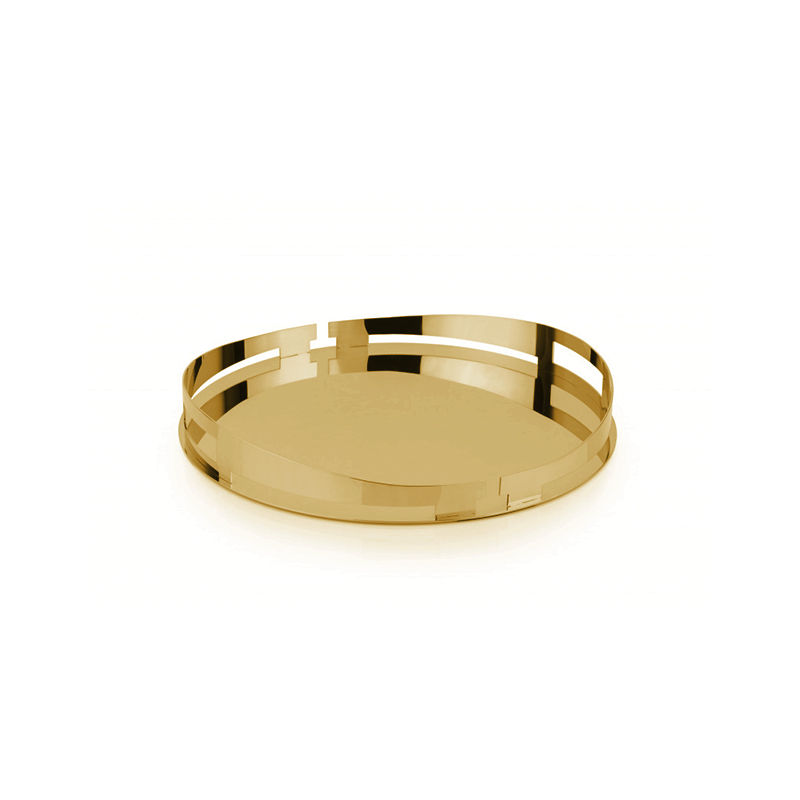 Stainless Steel Mirror Round Tray - Gold