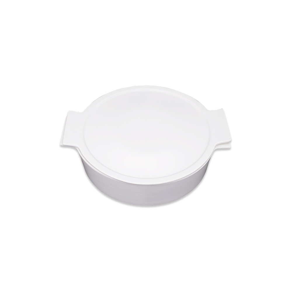 Plain Round Casserole with Cover White - 22cm