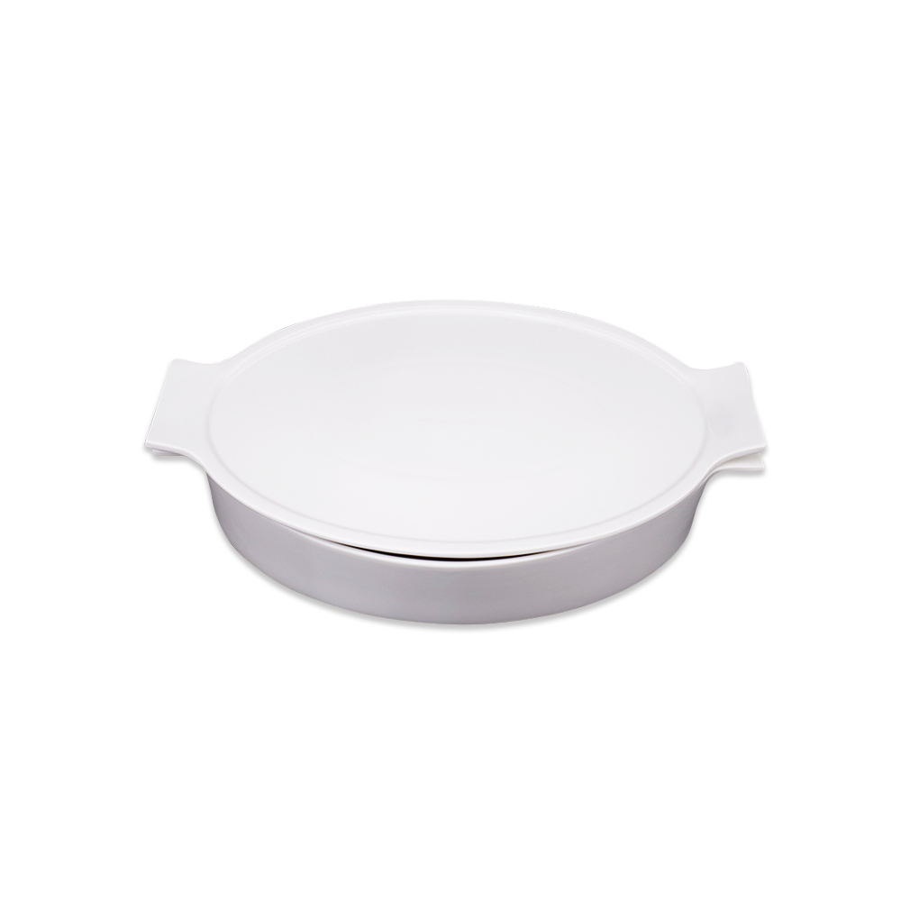 Plain Oval Casserole with Cover White - 34cm