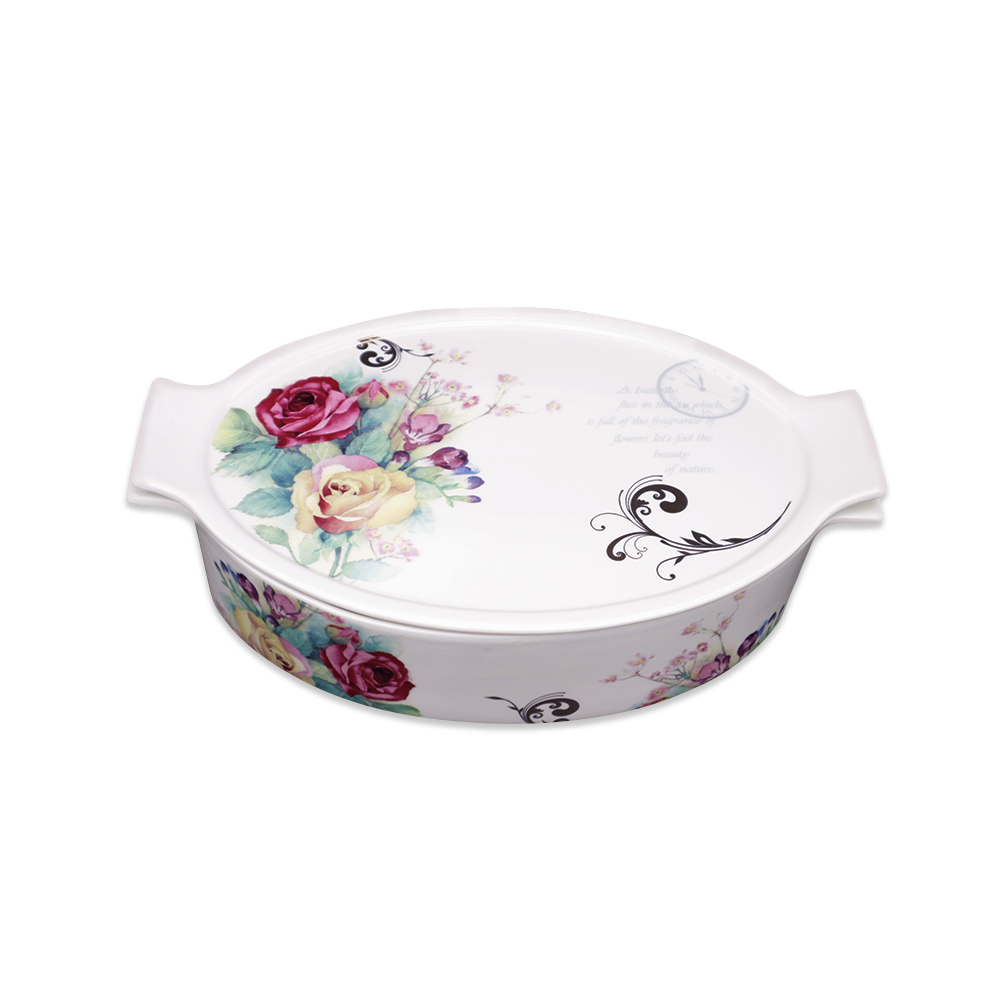 Flowers Oval Casserole with Cover - 40cm