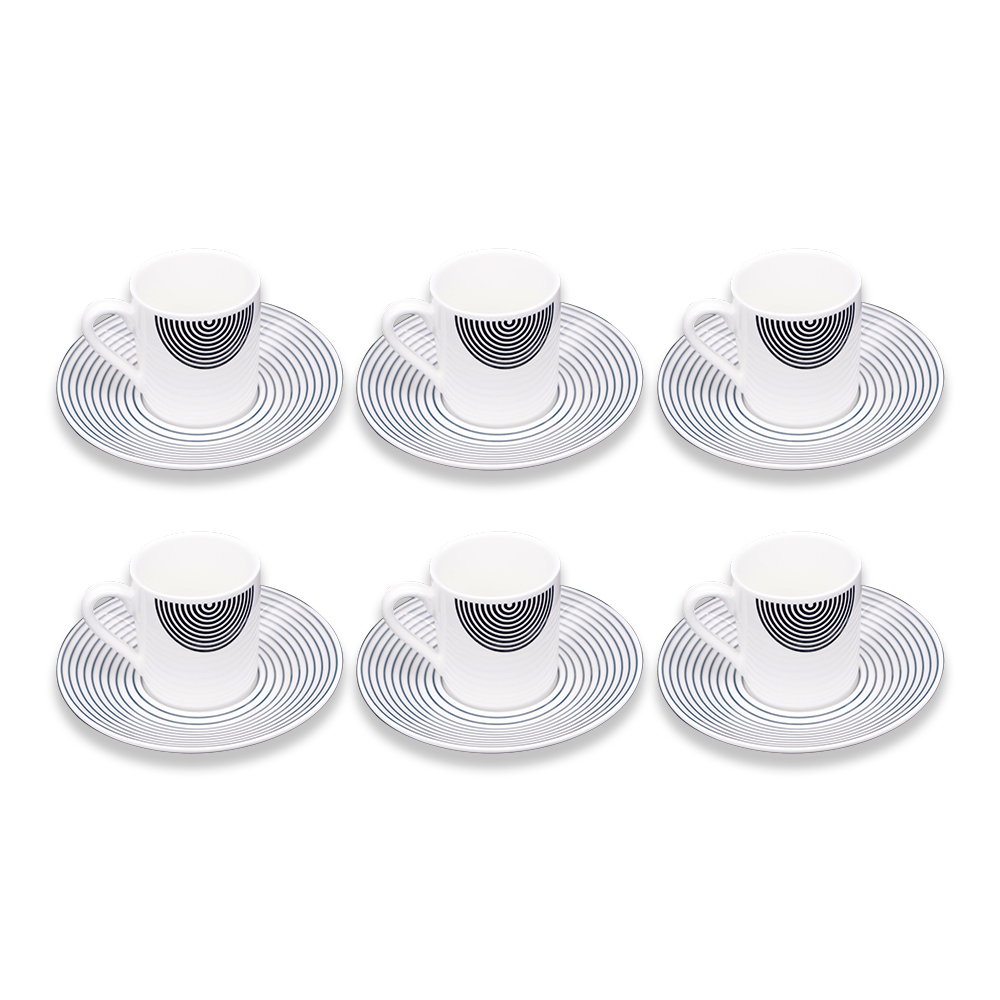 Monochrome Porcelain Coffee Set - 12pcs