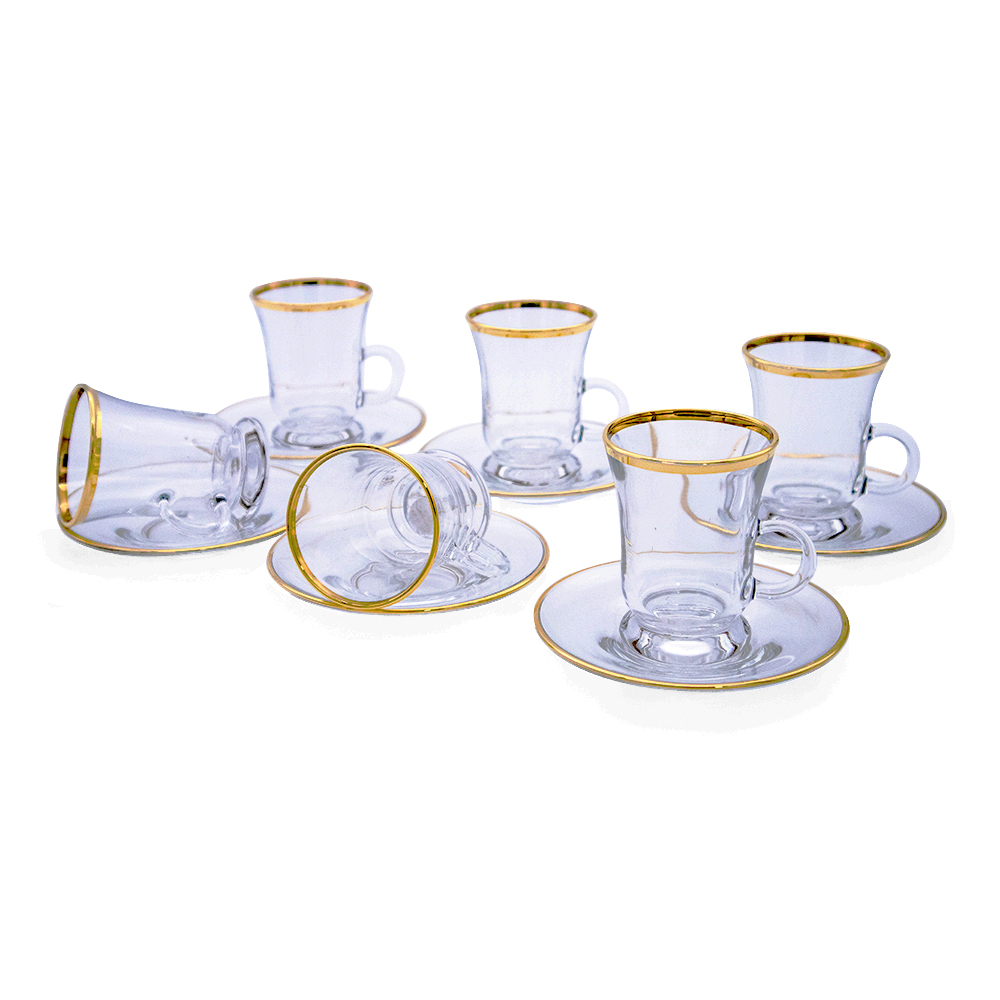 Dalia Gold Tea Set with Handle - 12pcs