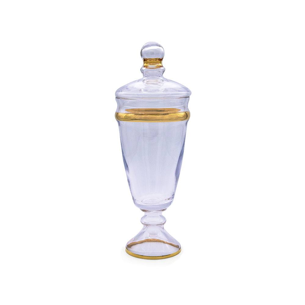 Dalia Gold Jar with Stand & Lid