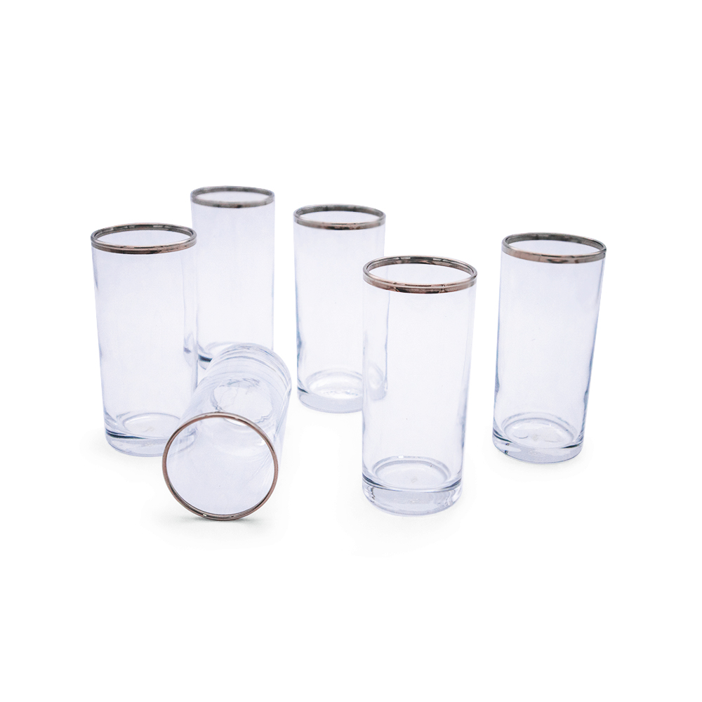 Dalia Platinum Long Drinking Glass Set - 6pcs