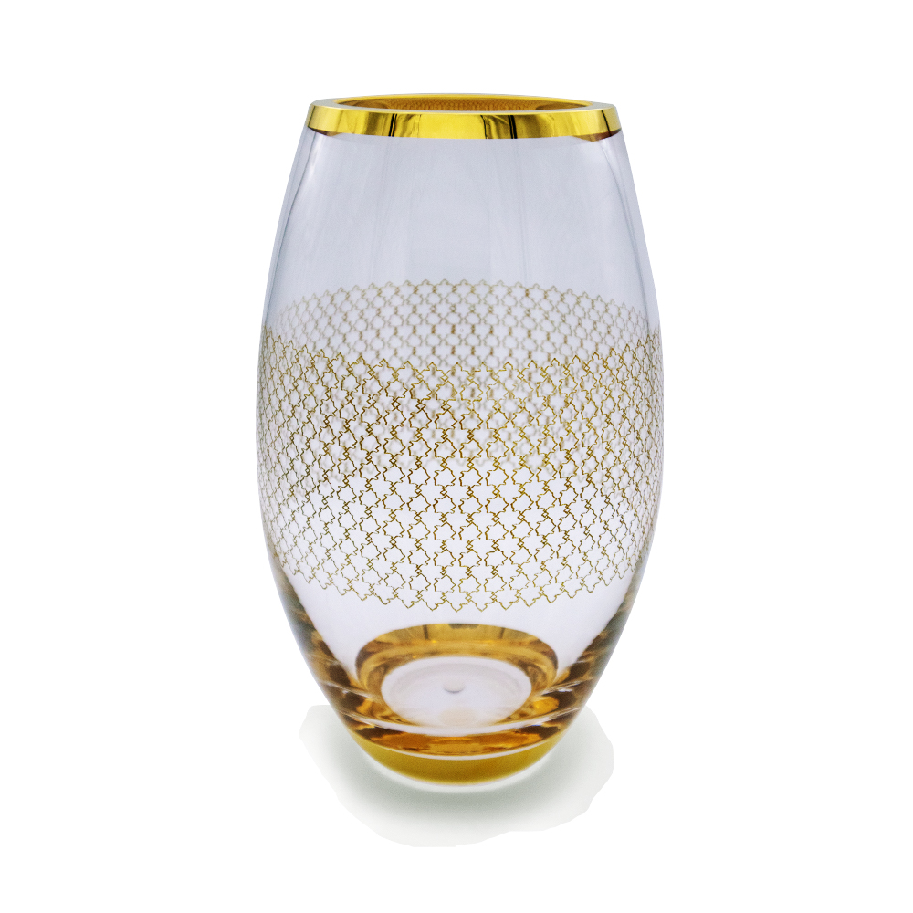 مزهرية بنقوش مربعات ذهبية - كبير