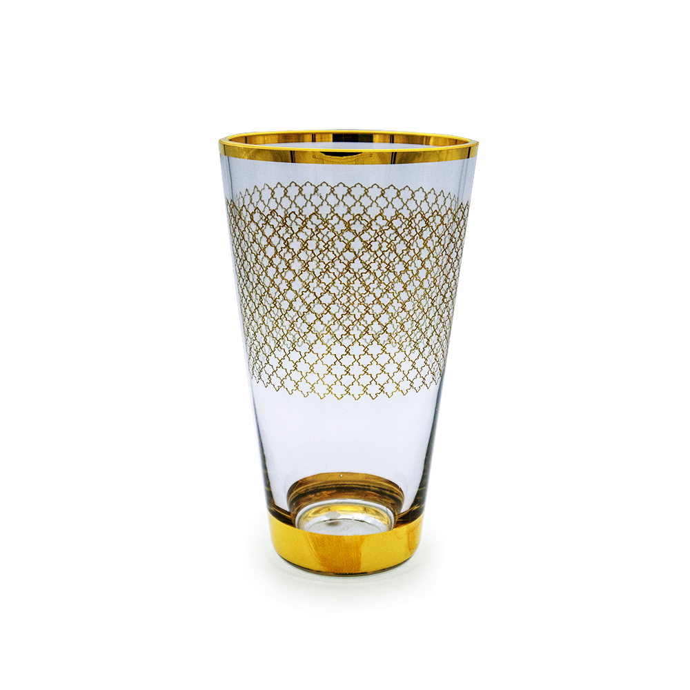 مزهرية بنقوش مربعات ذهبية - وسط