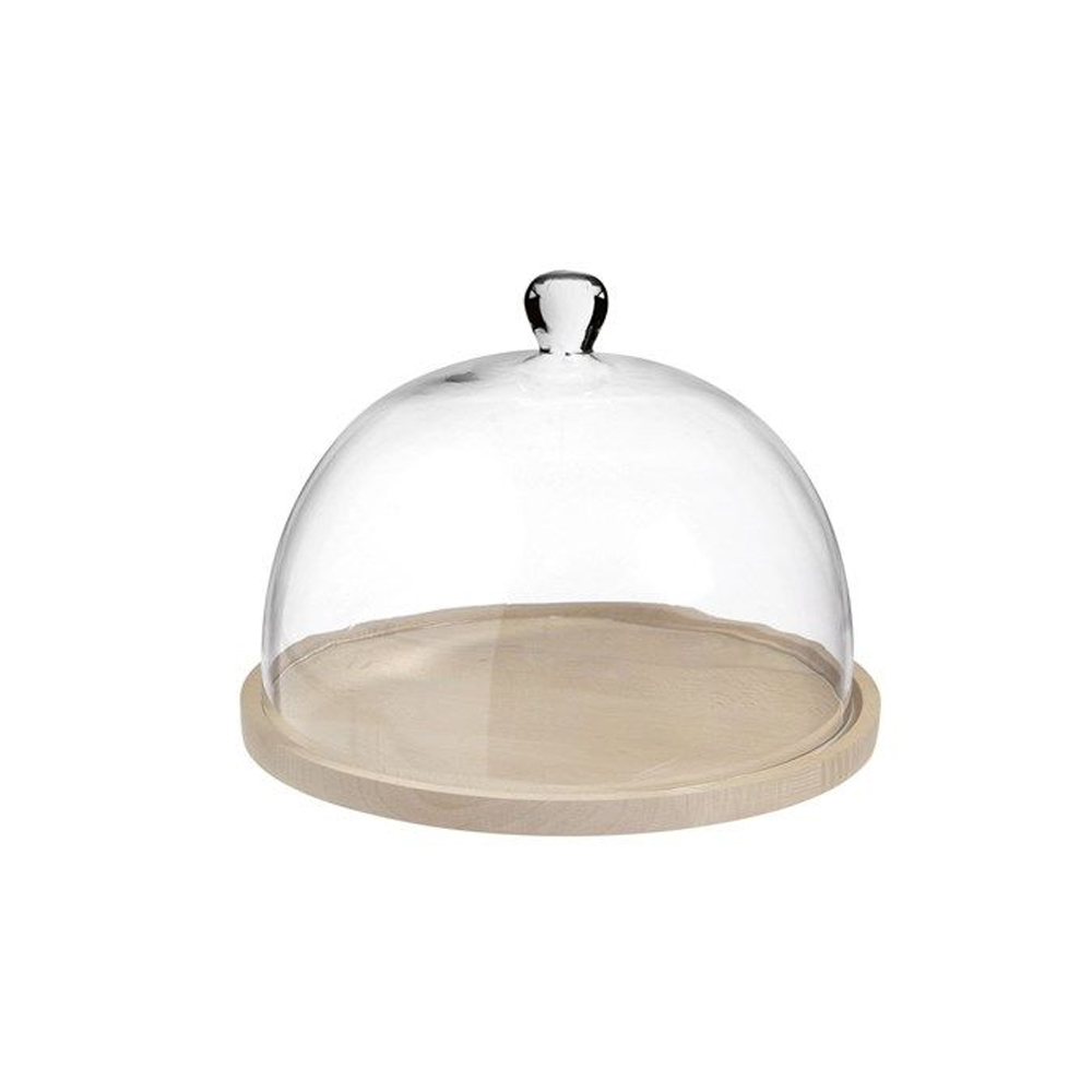 Glass Bell Lid & Wooden Base 