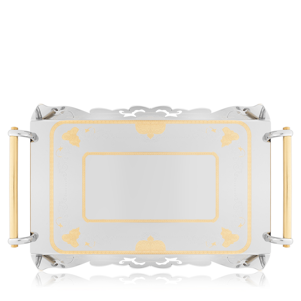 Praga Gold Rectangular Serving Steel Tray