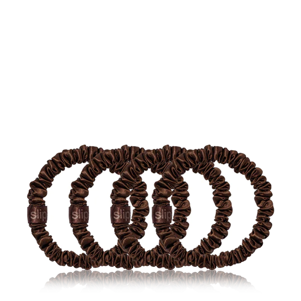 Skinny Scrunchies Set Of 4 - Dark Brown