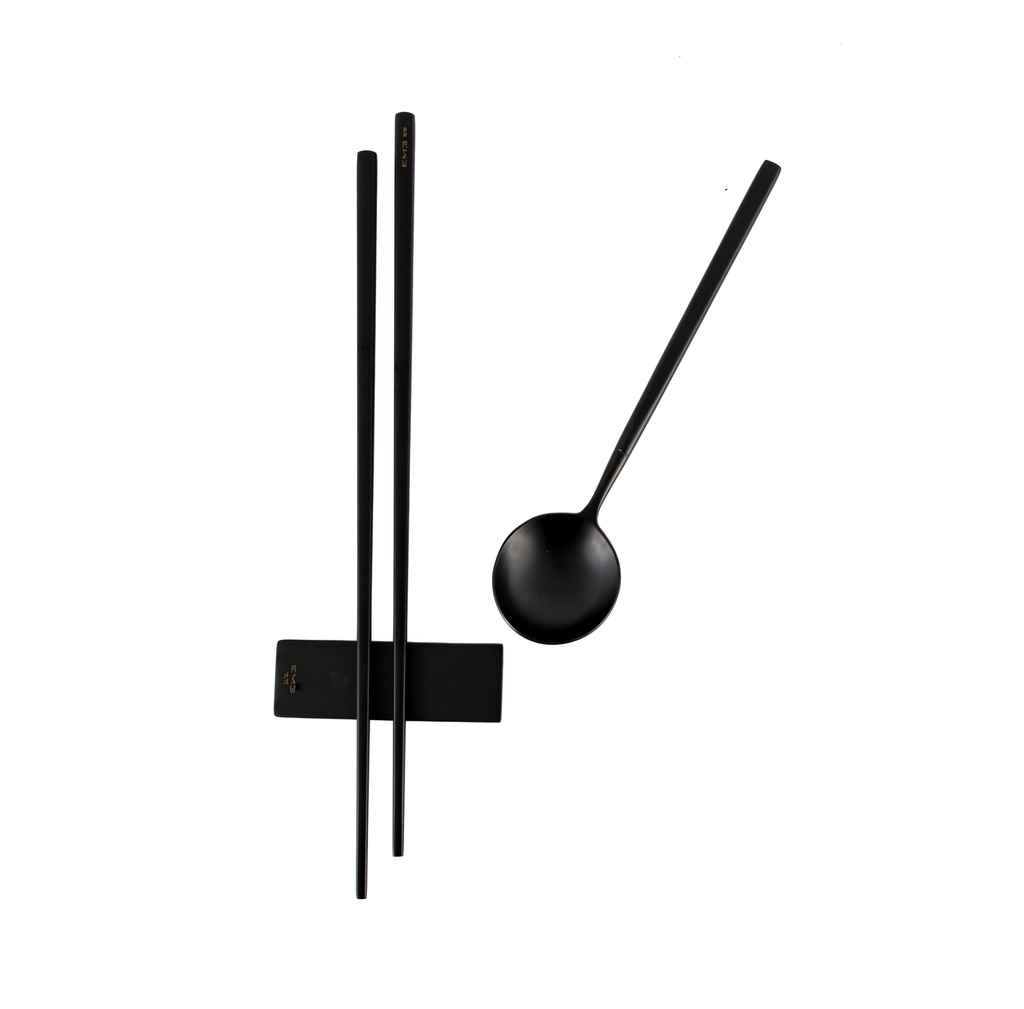 مجموعة سوشي ستانلس مصقول بالرمل كيوتو - اسود