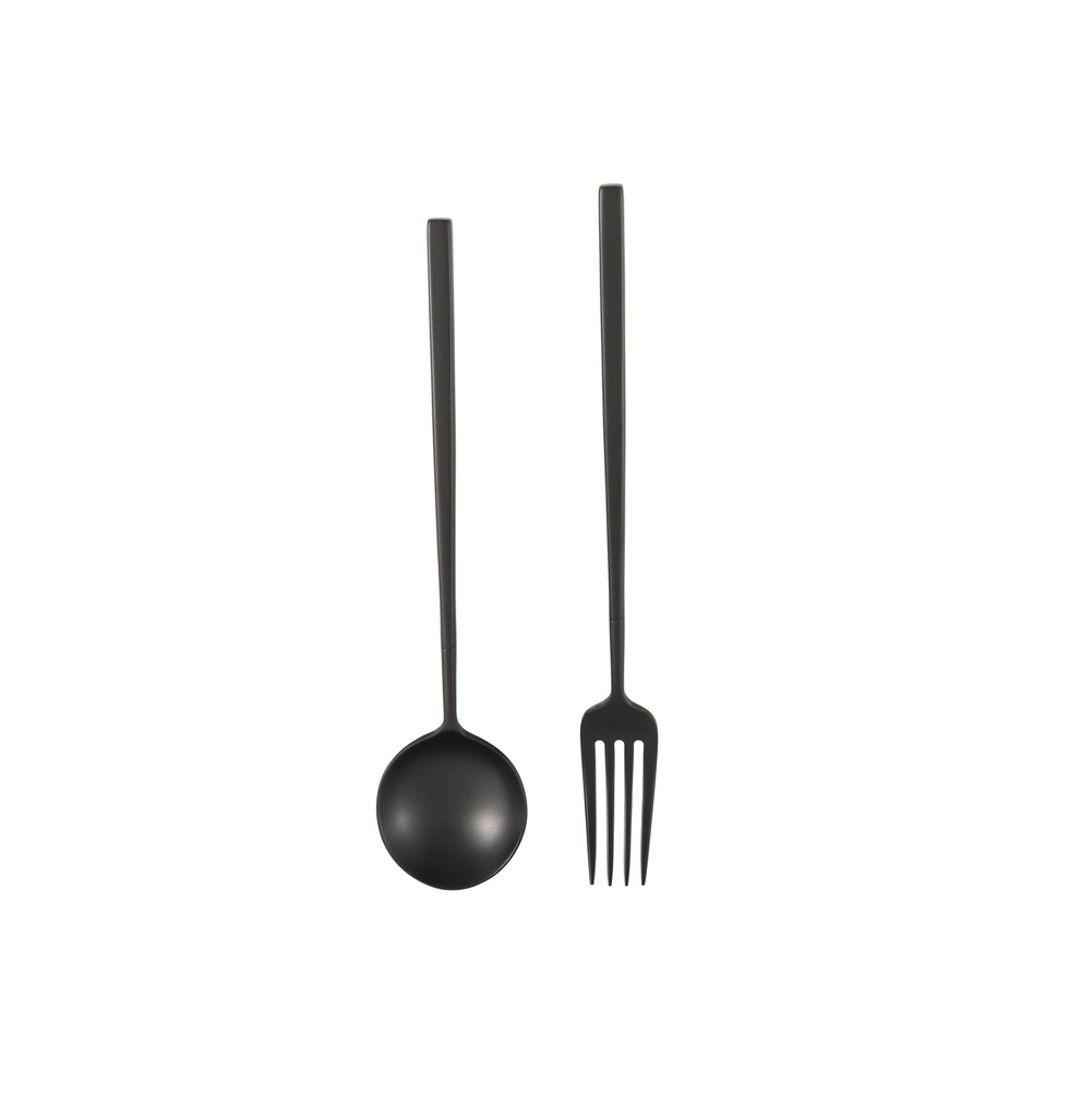 Kyoto Stainless Steel Sandblasted Serving Set of 2 - Black