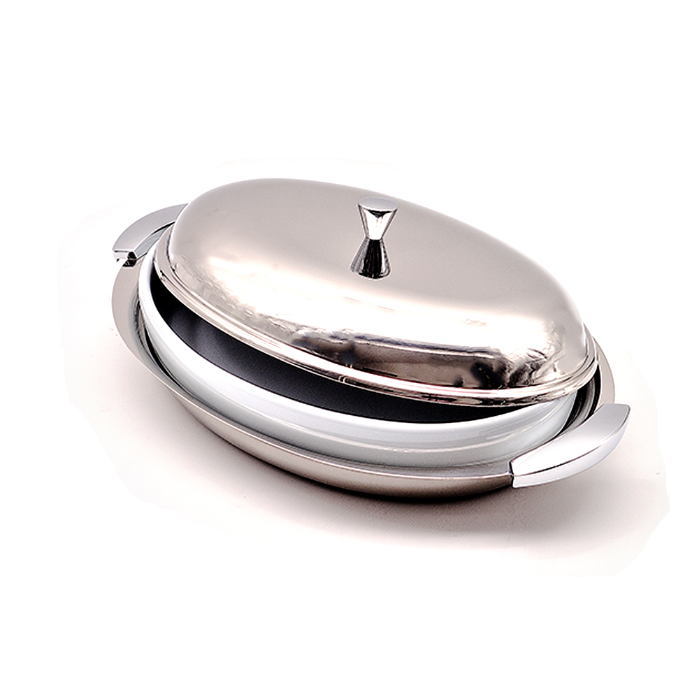Oval Stainless Steel Serving Dish with Lid