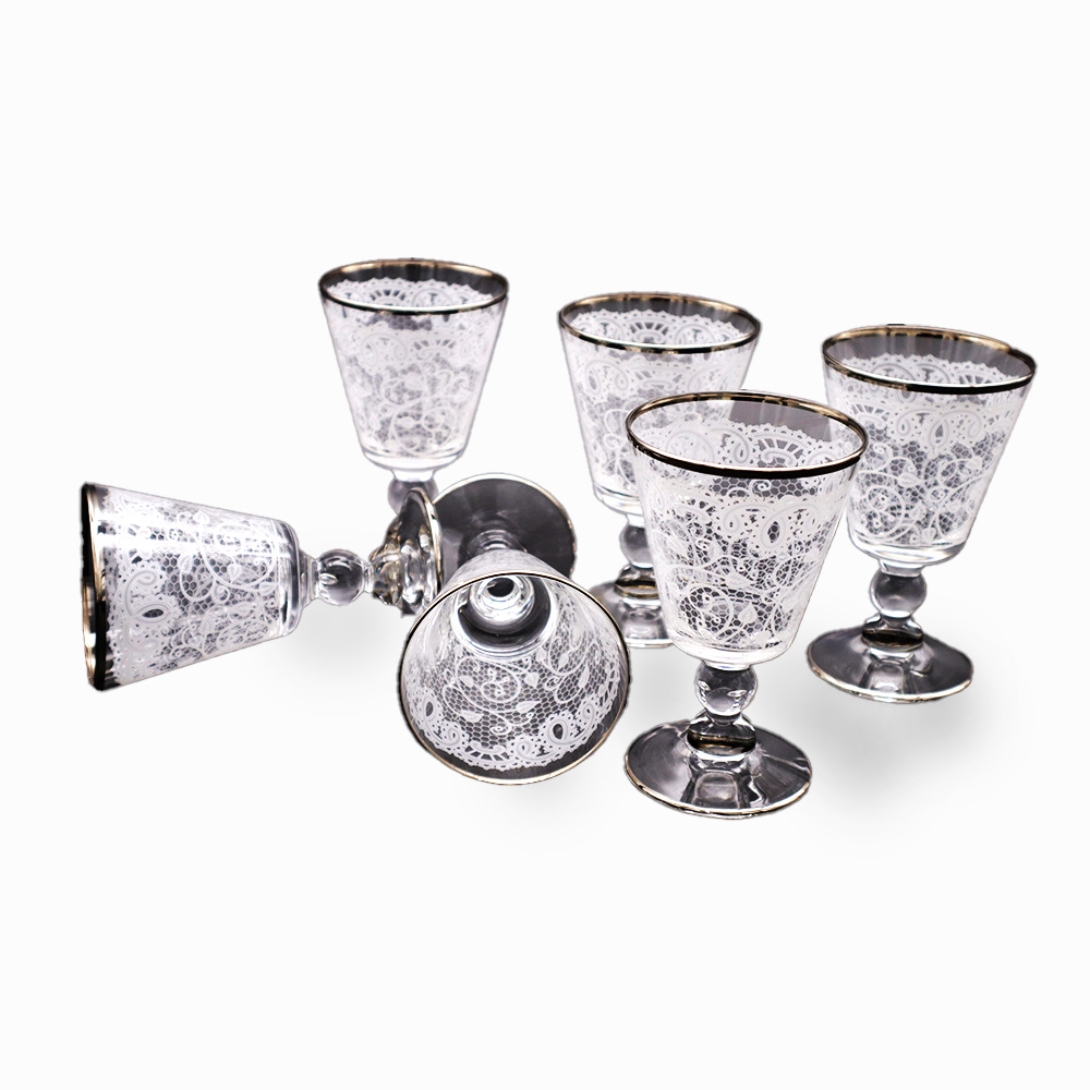 Dantel White Platin Glass Set - 6pcs