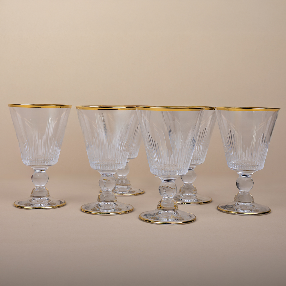 Rubens Cut Milano Gold Glass Set - 6pcs