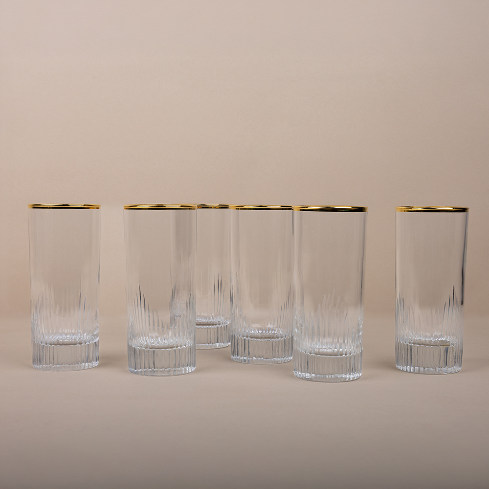 Cut Milano Gold Tumbler Glass Set - 6pcs