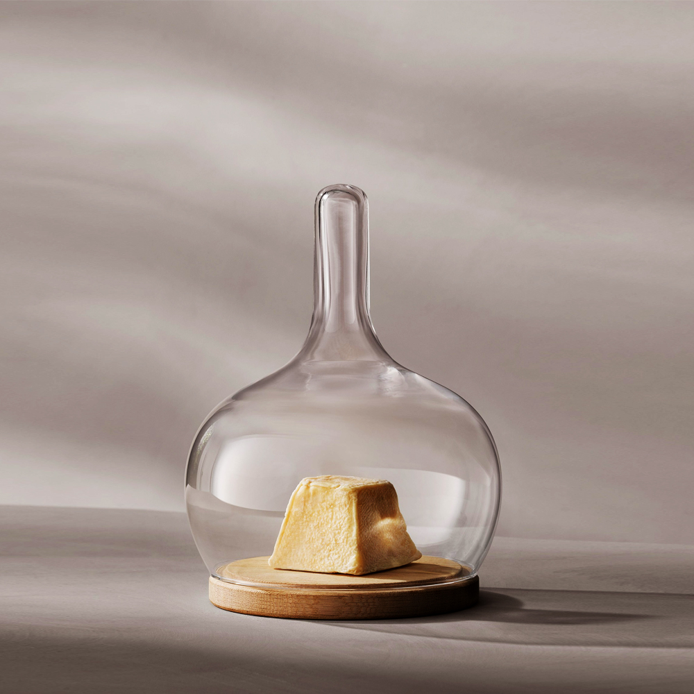 Cloche Clear Dome & Oak Base - 19.5cm