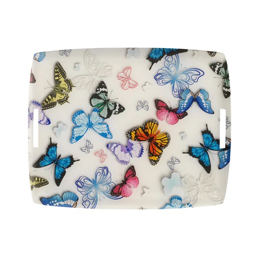 صينية بلكسي فراشات 43x54سم مع مقابض - ابيض