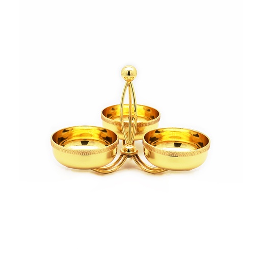 Three Round Bowls with Stand - Gold