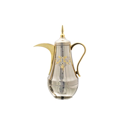 May Flower Arabic Coffee Dallah 1L - Nickle/Gold