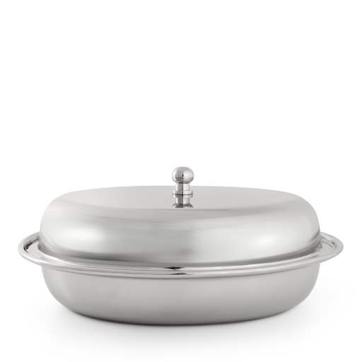 صحن تقديم طعام ستيل بغطاء بيضاوي - كبير