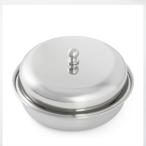 صحن تقديم طعام ستيل بغطاء دائري - كبير