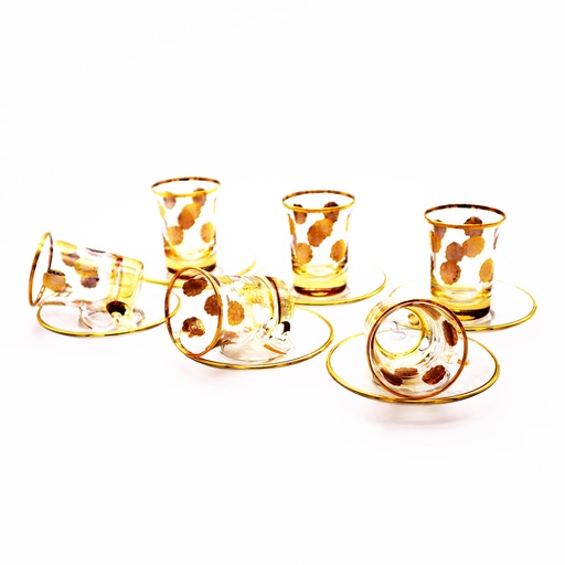 Verdi Amber Gold Tea Cup Set - 12pcs