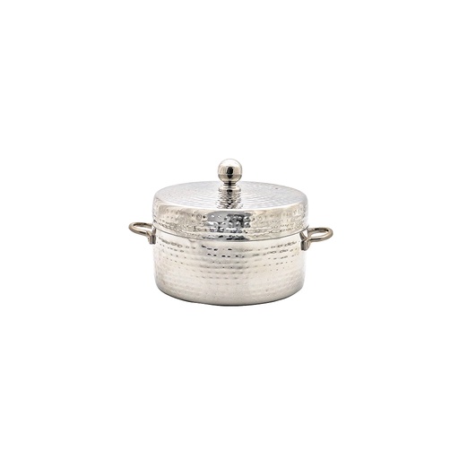 حافظة طعام فضي بتصميم مطروق - 24 سم