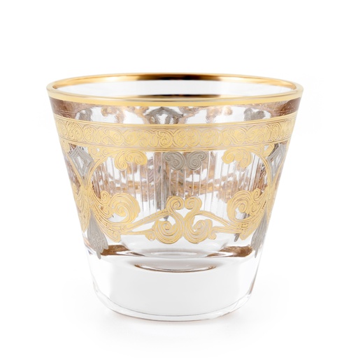 طقم قهوة عربي ذهبي بنقوش فضي - 12 قطعة