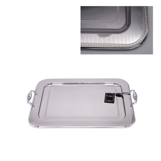 Patrizia Lines 2 Rectangular Tray - Inox Silver