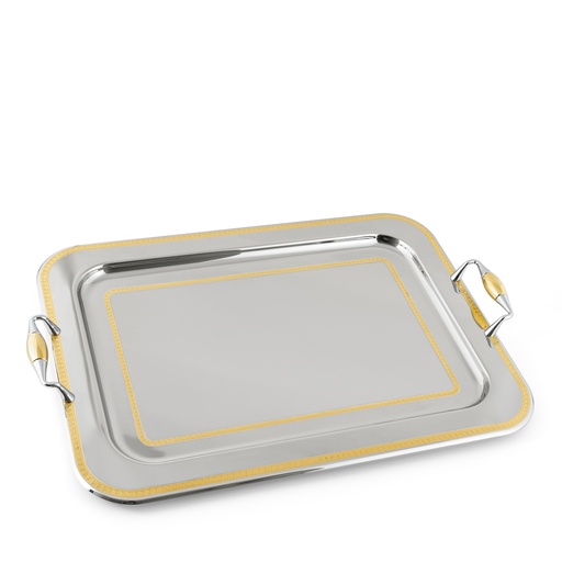 Patrizia Lines 4 Rectangular Tray - Silver & Gold 