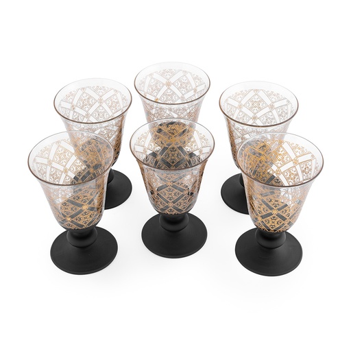 طقم كؤوس عصير فينيس اسود ذهبى - 6 قطع