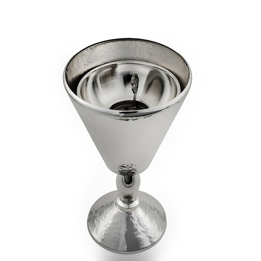 مبخرة دائرية كبيرة مطلية بالفضة بتصميم مطروق 