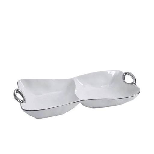 ماعون تقديم ذات قسمين مع مقبض أنيق