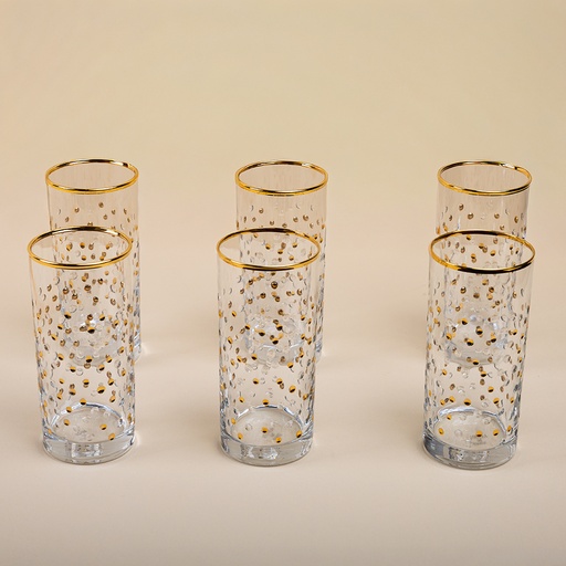 Royal Gold Tall Water Glass Set - 6pcs