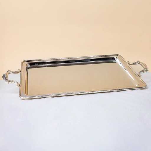 صينية مستطيل فضي بحافة حبل -   565*310مم