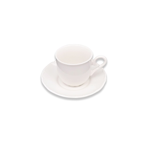 Porcelain Coffee Cup & Saucer Set - White