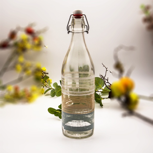 قنينة مياه بإغلاق محكم مزين بخطوط - 1 لتر