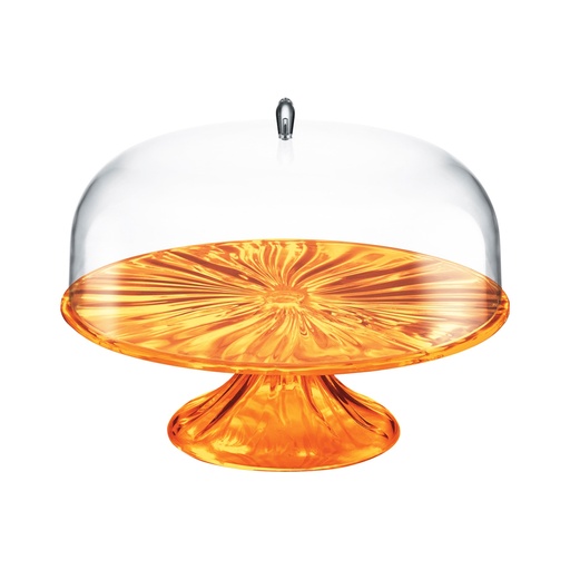 حامل كيك بغطاء اكوا - برتقالي