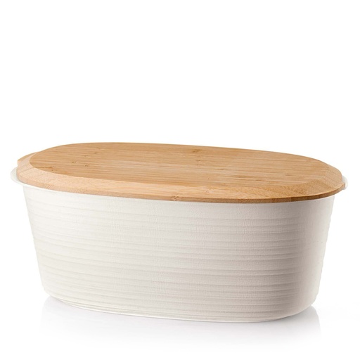 حافظة خبز تييرا بغطاء بامبو - أبيض