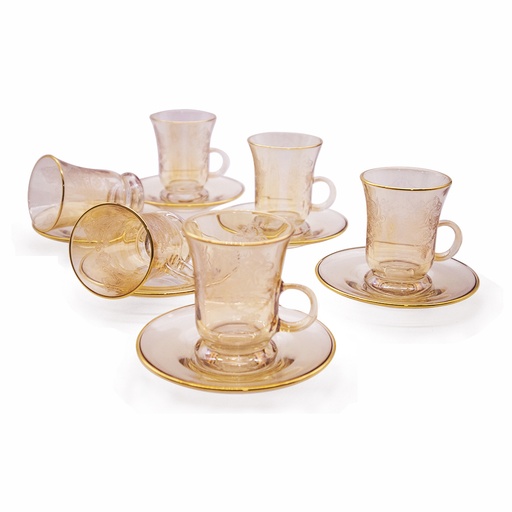 Perennis Honey Gold Tea Set With Handle - 12pcs