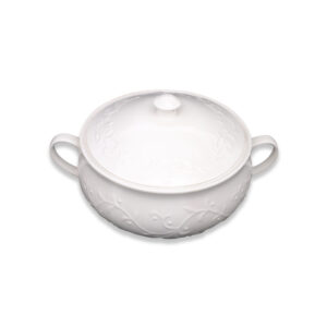 Flower Embossed Soup Tureen with Lid 10inch