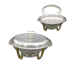 S/S Chafer Oval 68Mm Deep 5.5 Ltr Titanium Plated