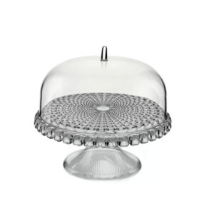 Small Cake Stand With Dome Tiffany Grey