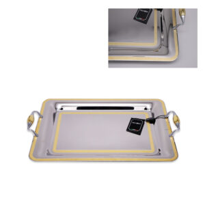 Lady 2 Lines Rectangular Tray Gold