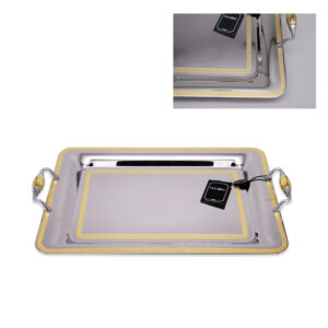 Lady 3 Lines Rectangular Tray Gold