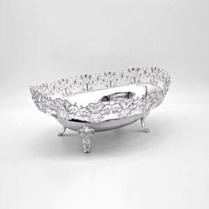 Oval Silver with Feet Decorative Centerpiece 38x27cm