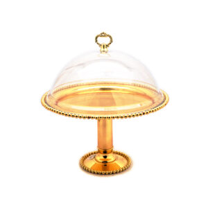Gold 33 Dia.Sphere Design Cake Stand With Cover