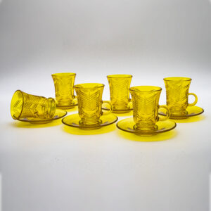 Light Amber Tea Glass with Saucer Set